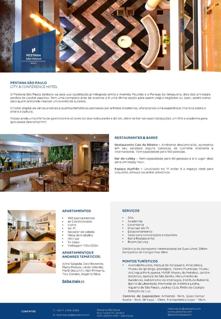imagem traz dados do hotel Pestana SP